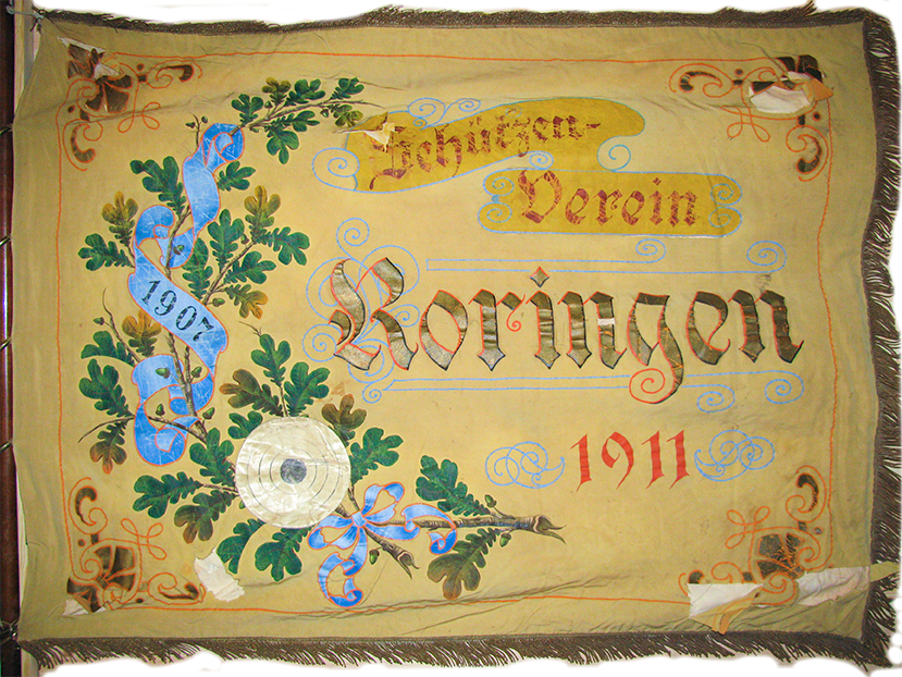 Schützenverein Roringen, Originalvereinsfahne von 1911, sie hat 2 Weltkriege überstanden. Schützenverein Roringen e. V. Originalvereinsfahne von 1911